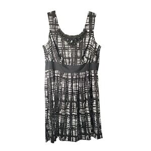 East‎ 5th Woman Black White Plaid Dress 20W Embellished Neckline Sleeveless